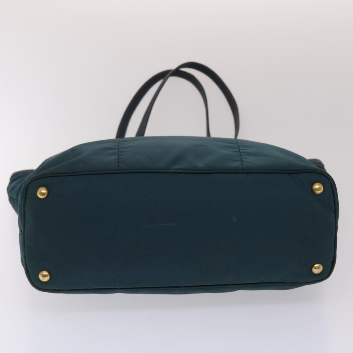 PRADA Tote Bag Nylon Leather Green Auth 49305