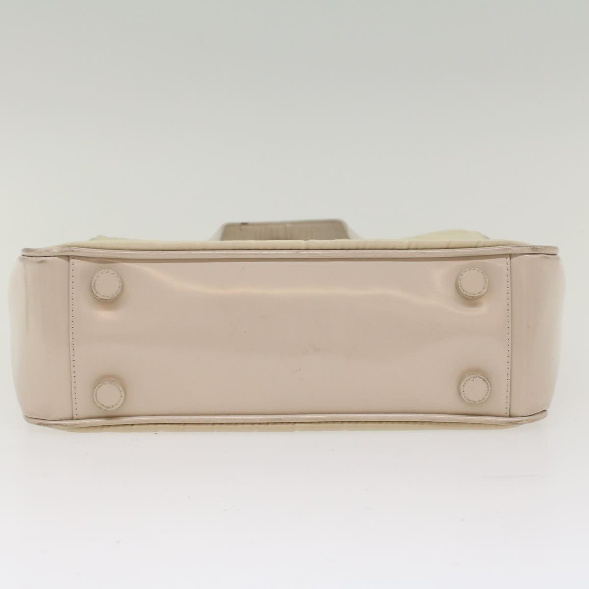 PRADA Hand Bag Nylon Leather Beige Ivory Auth 49308