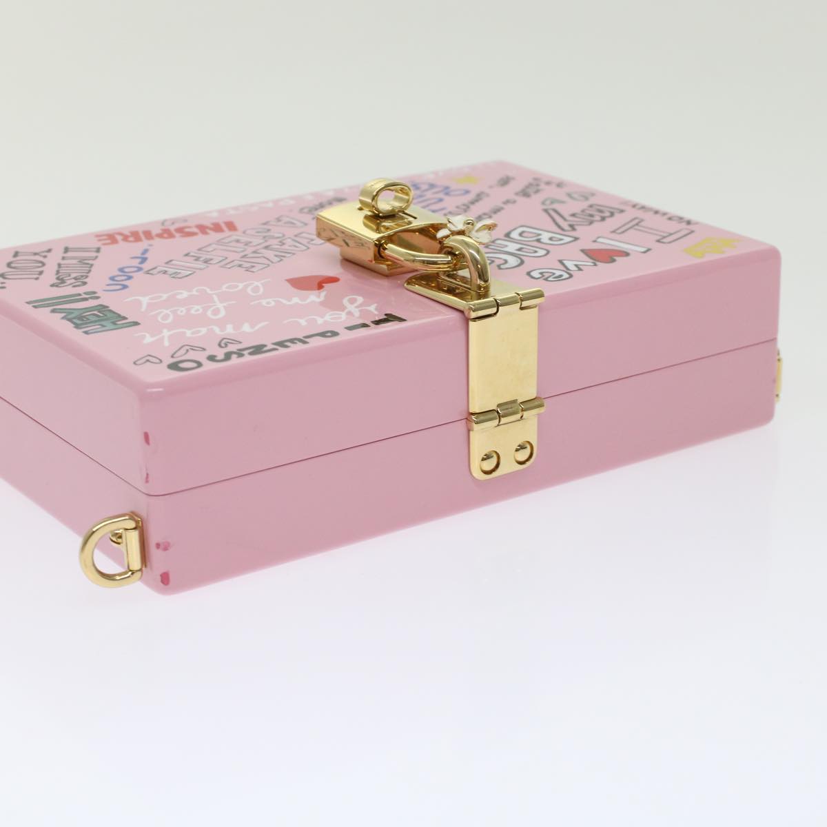 DOLCE&GABBANA Acrylic Graffiti Printed Box Shoulder Bag Plastic Pink Auth 49317A