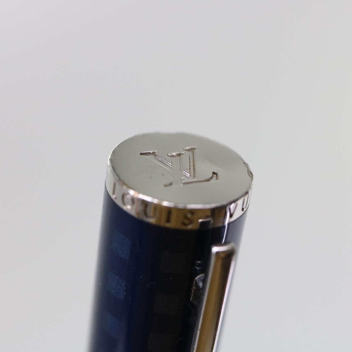 LOUIS VUITTON Ballpoint Pen Blue LV Auth 49343