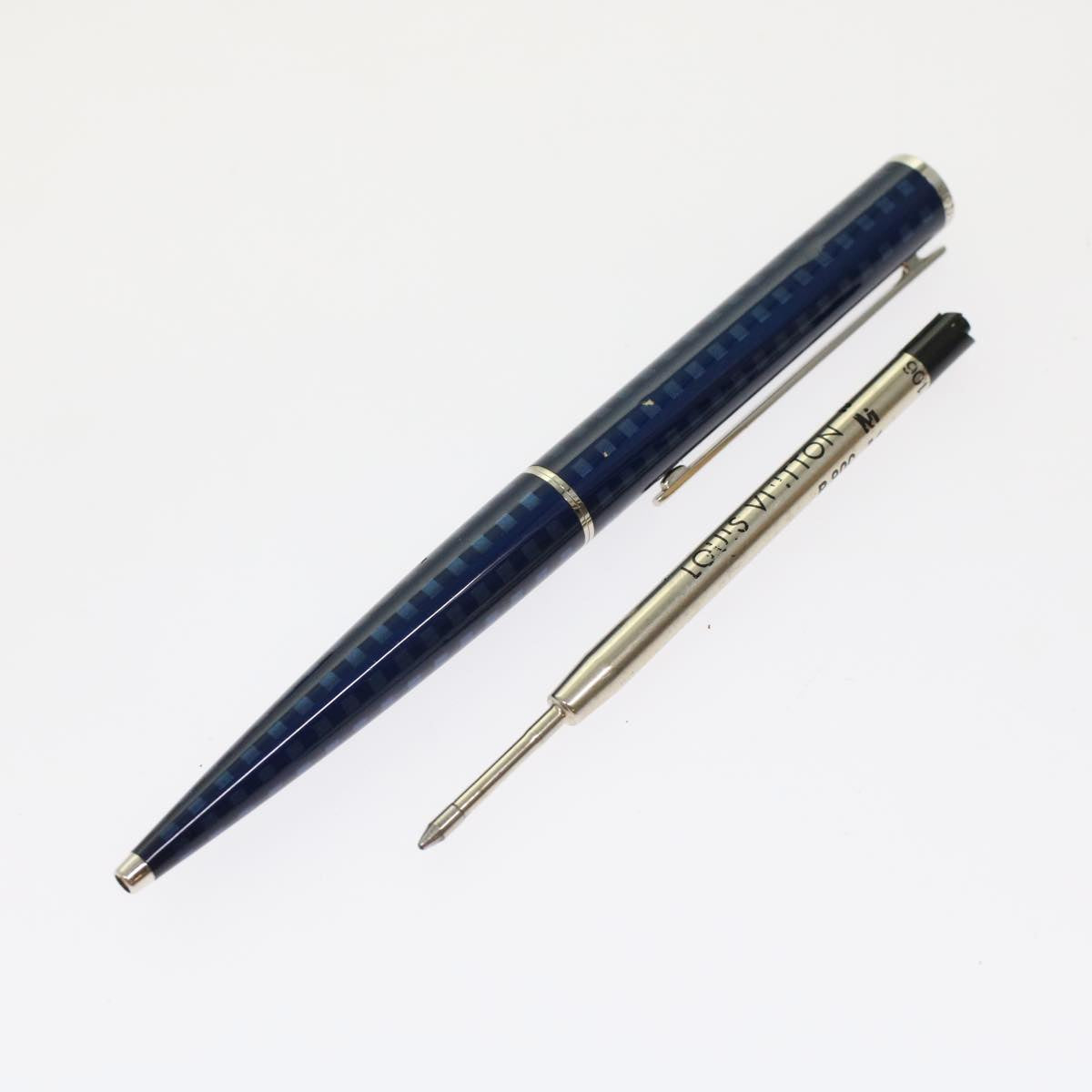 LOUIS VUITTON Ballpoint Pen Blue LV Auth 49343