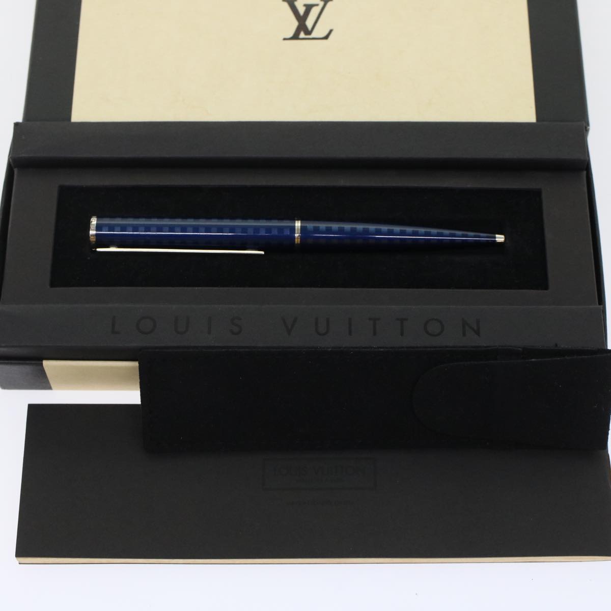 LOUIS VUITTON Ballpoint Pen Blue LV Auth 49343