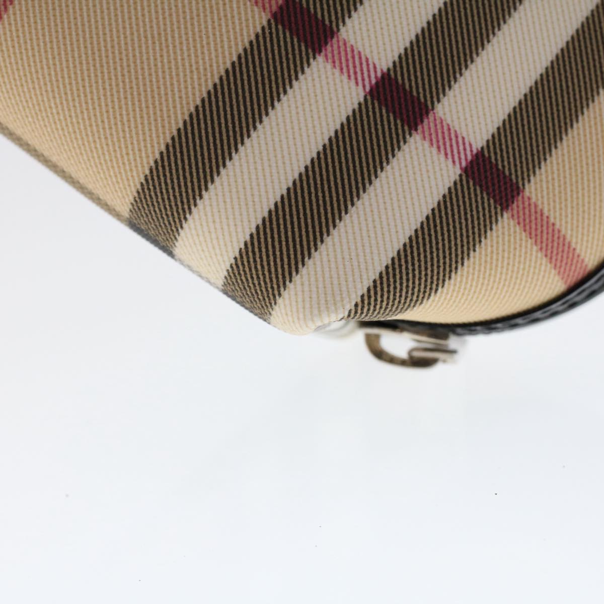 BURBERRY Nova Check Pouch PVC Leather Beige Auth 49384