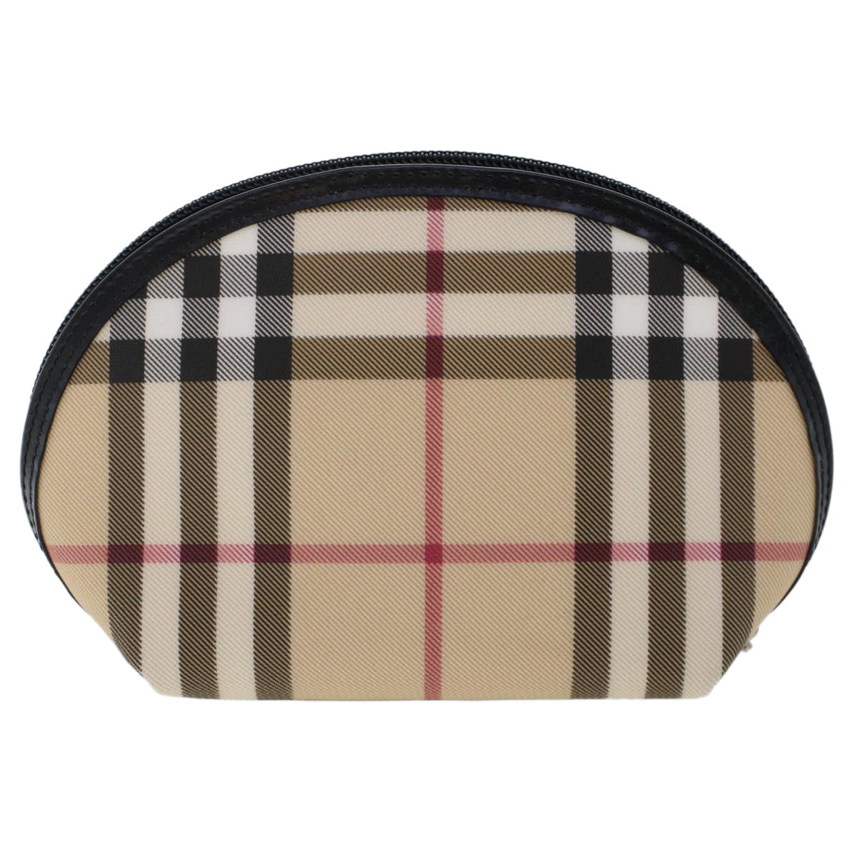 BURBERRY Nova Check Pouch PVC Leather Beige Auth 49384 - 0