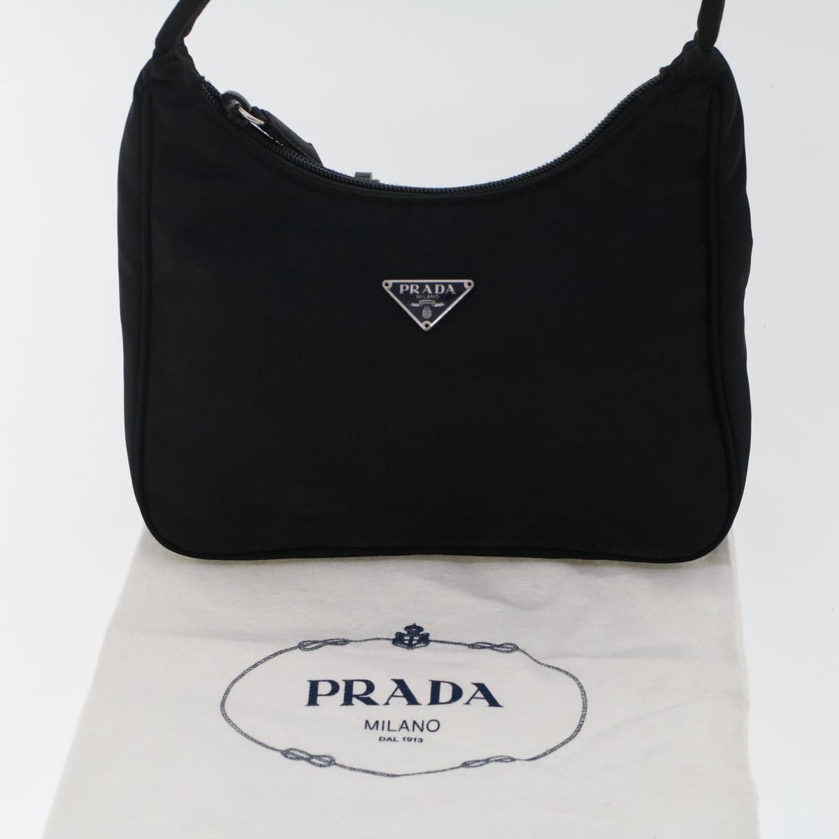 PRADA Accessory Pouch Nylon Black Auth 49407