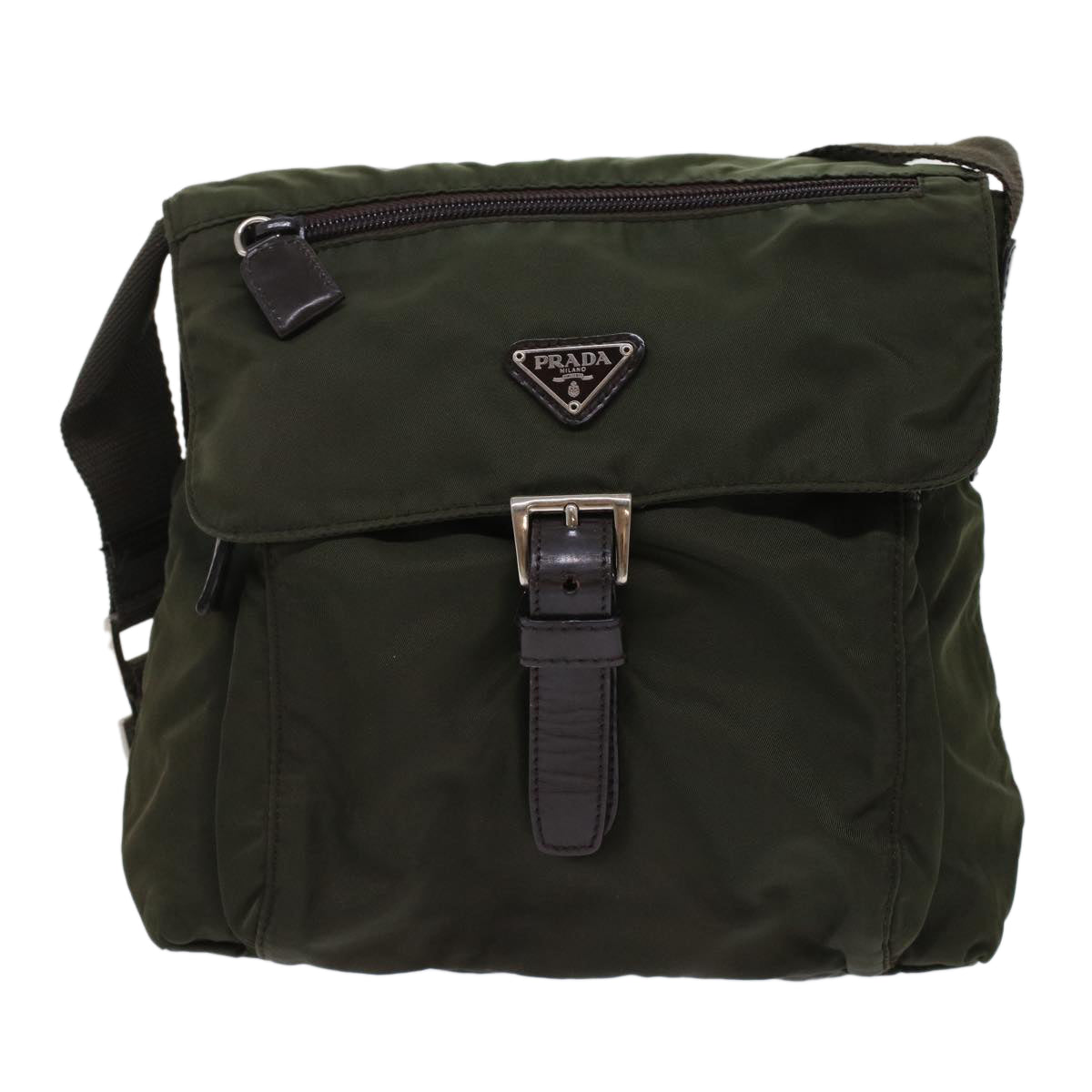 PRADA Shoulder Bag Nylon Khaki Auth 49412