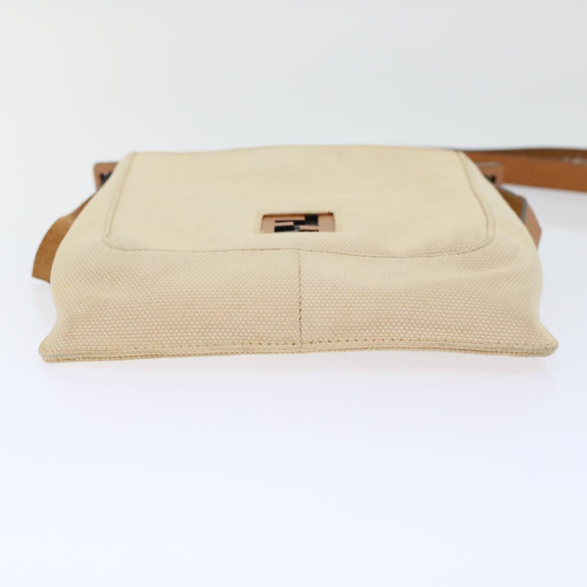 FENDI Shoulder Bag Canvas Beige Auth 49413