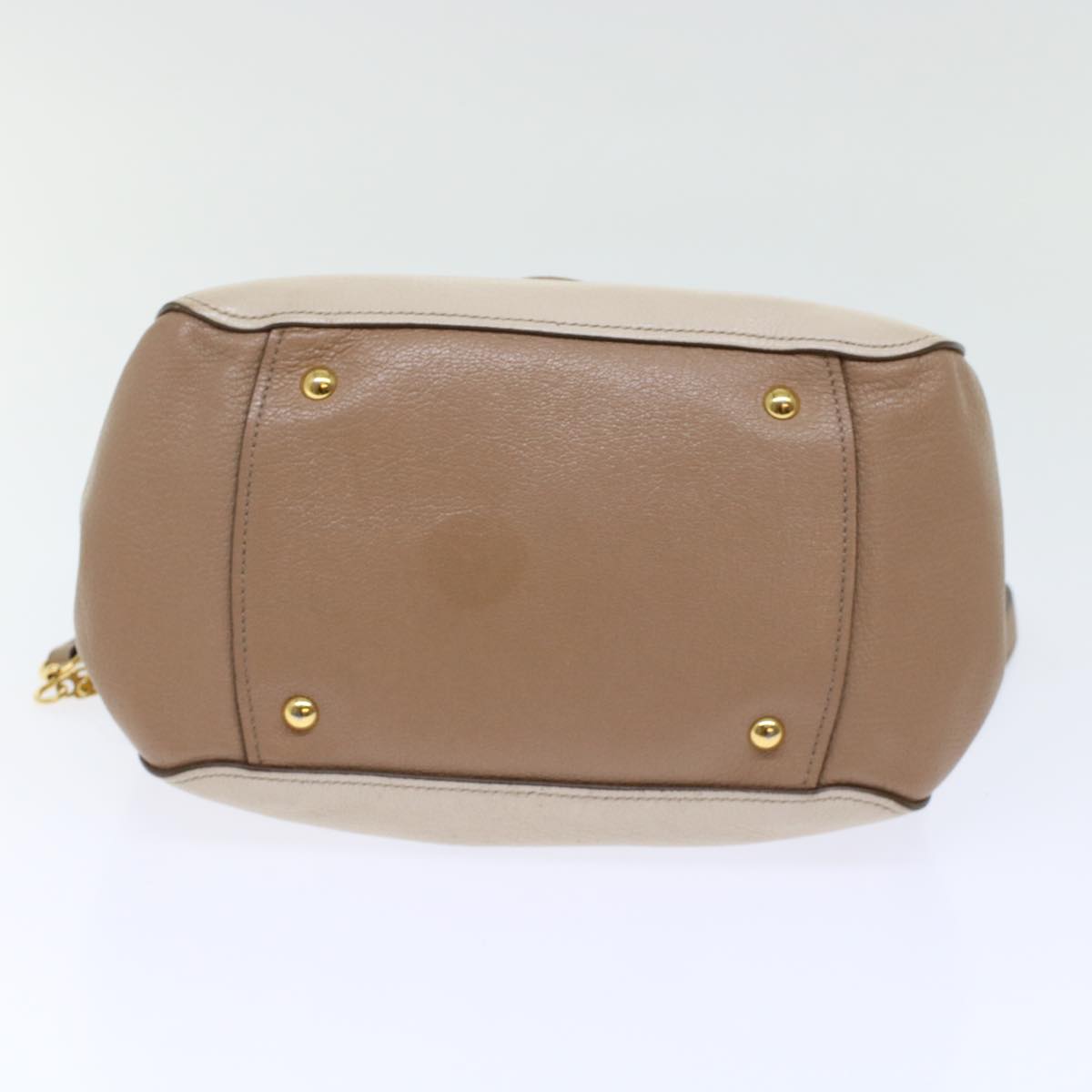 Miu Miu Hand Bag Leather 2way Cream Beige Auth 49414