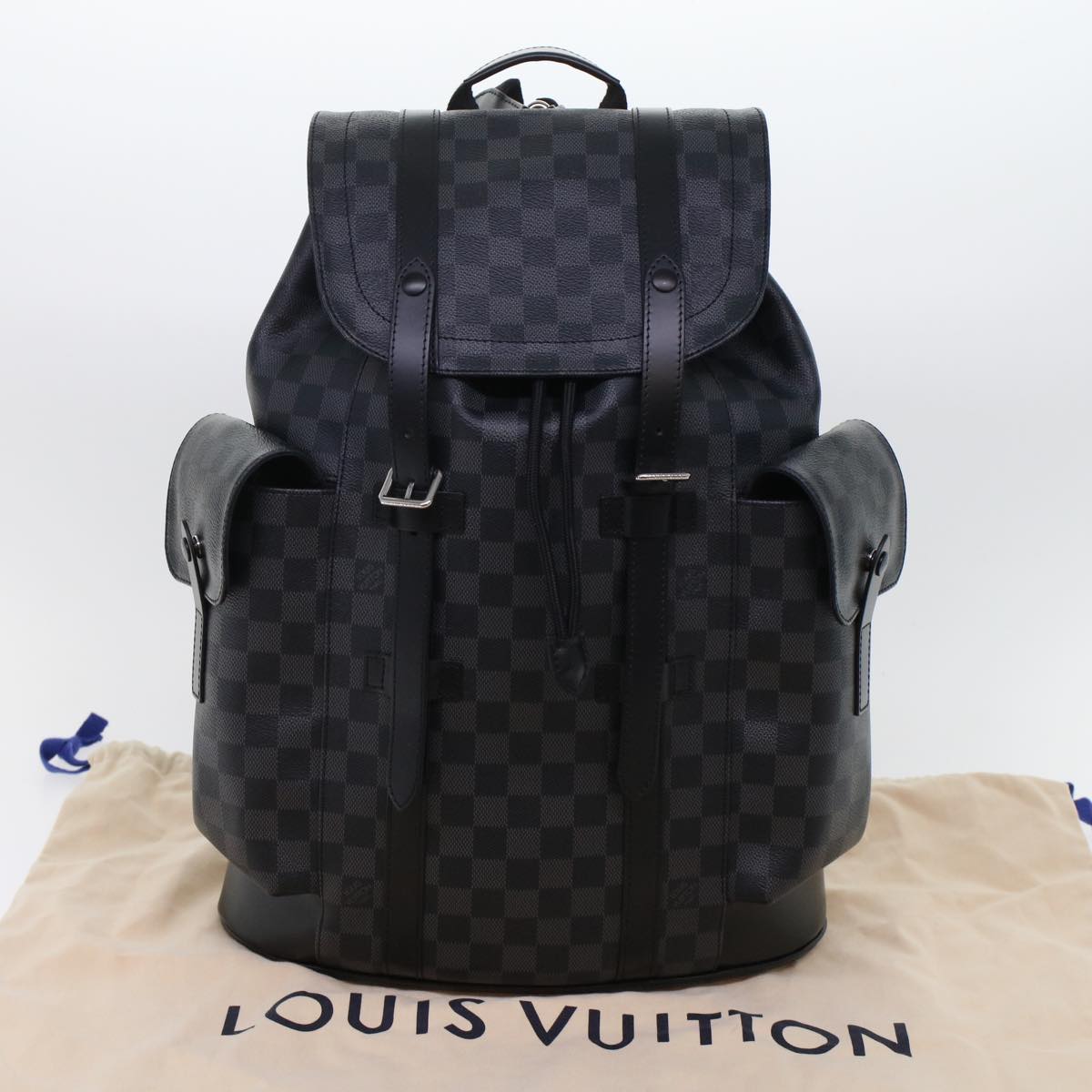 LOUIS VUITTON Damier Graphite Christopher PM Backpack N40005 LV Auth 49422A