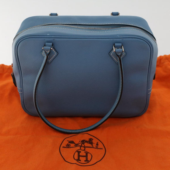 HERMES Purum 20 Hand Bag Leather Light Blue Auth 49423A
