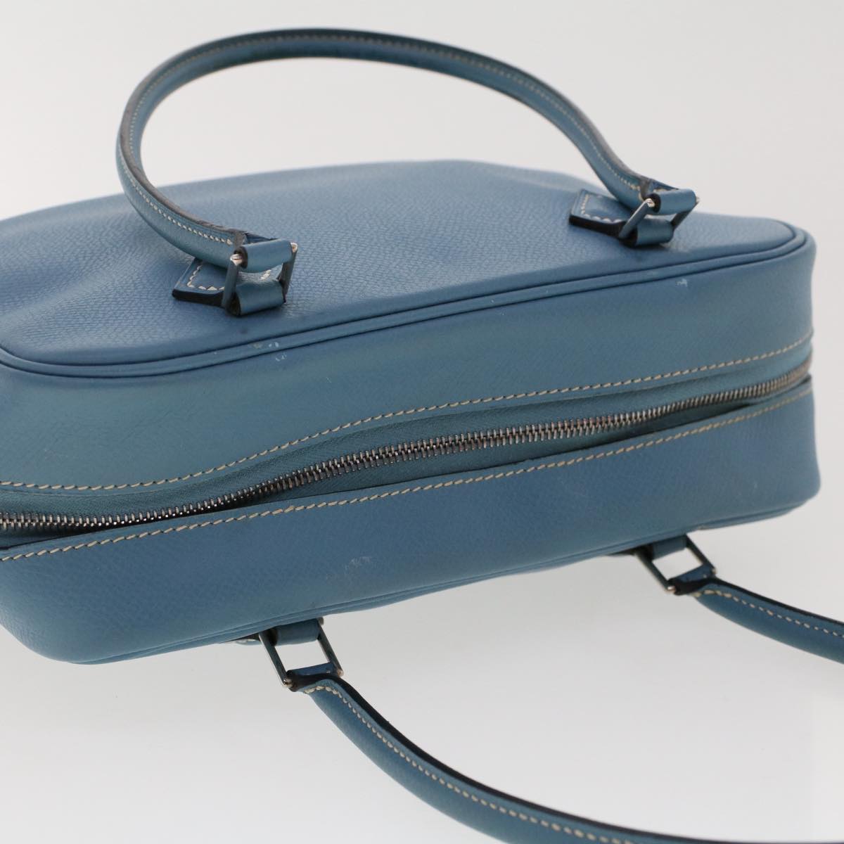 HERMES Purum 20 Hand Bag Leather Light Blue Auth 49423A