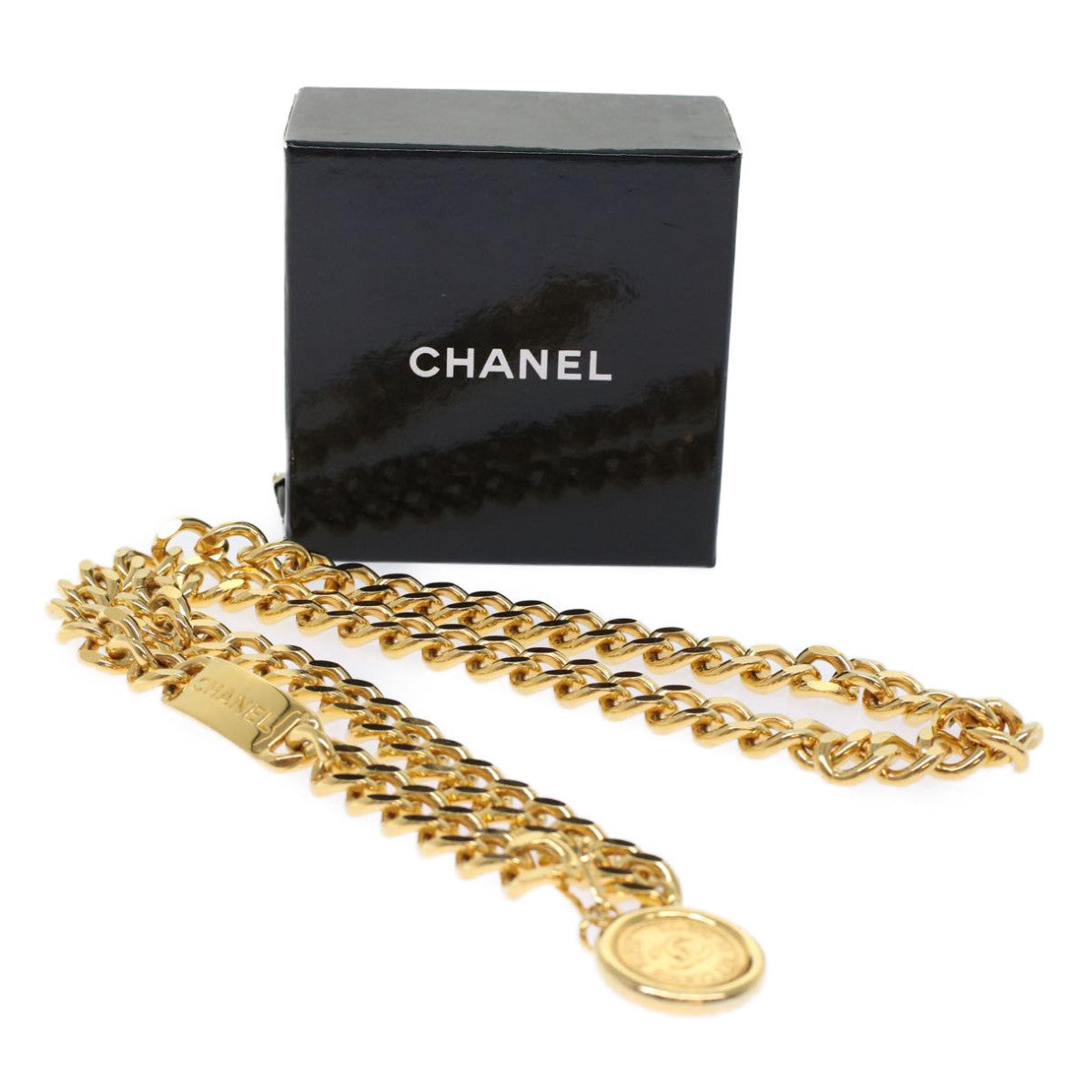 CHANEL Chain Belt Gold Tone CC Auth 49456A