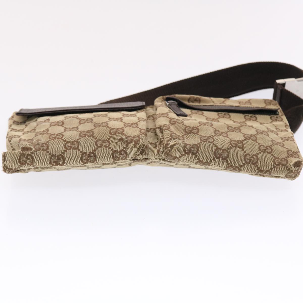 GUCCI GG Canvas Waist bag Beige 28566 Auth 49488