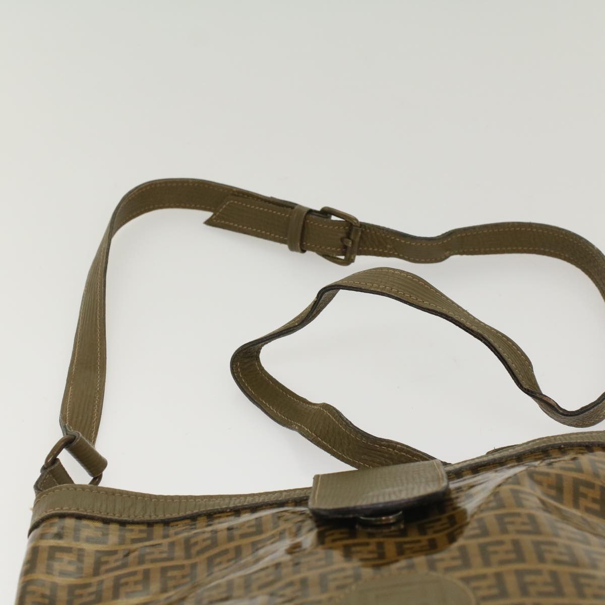 FENDI Zucchino Canvas Shoulder Bag Brown Auth 49490