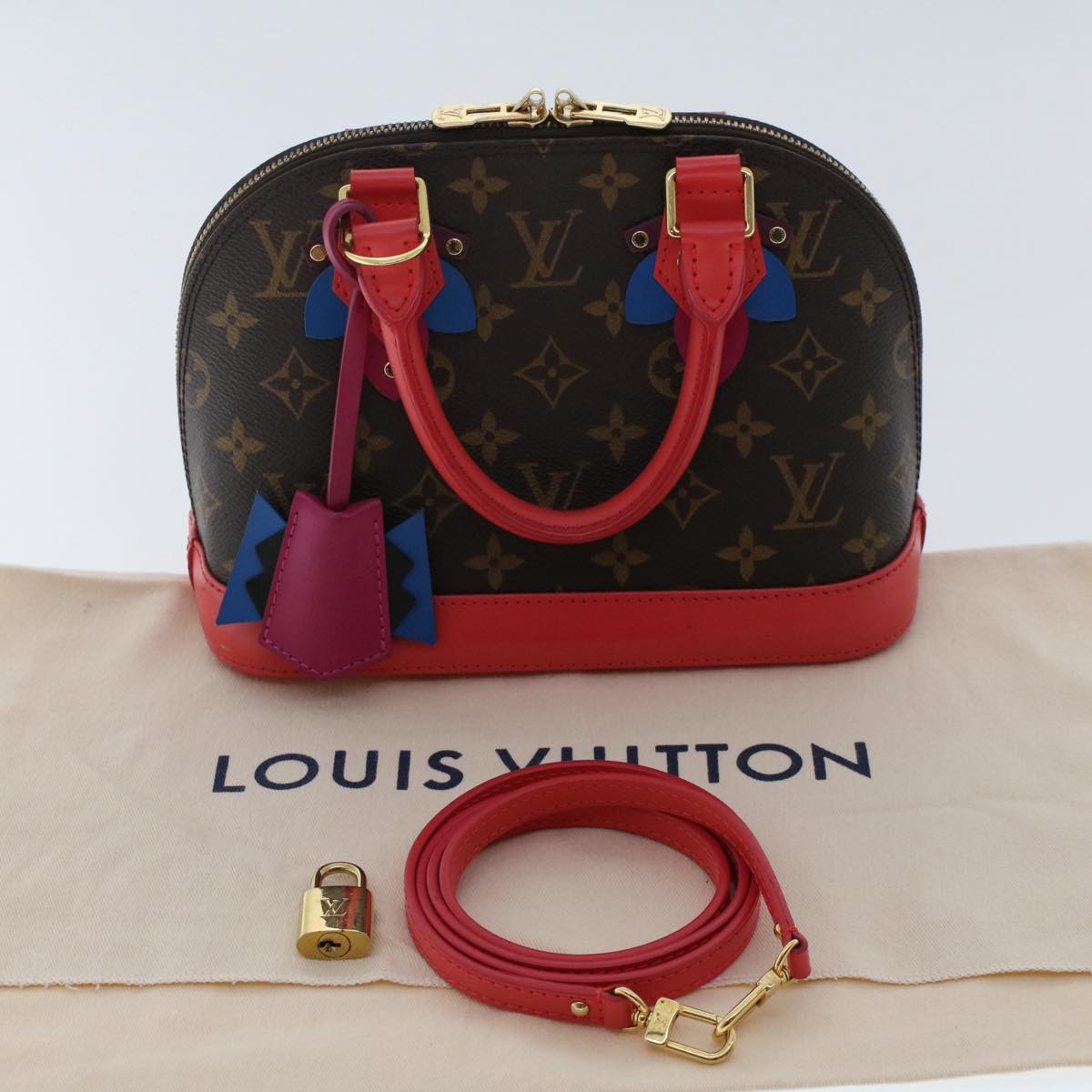 LOUIS VUITTON Monogram Totem Alma BB Hand Bag Red M41659 LV Auth 49551A