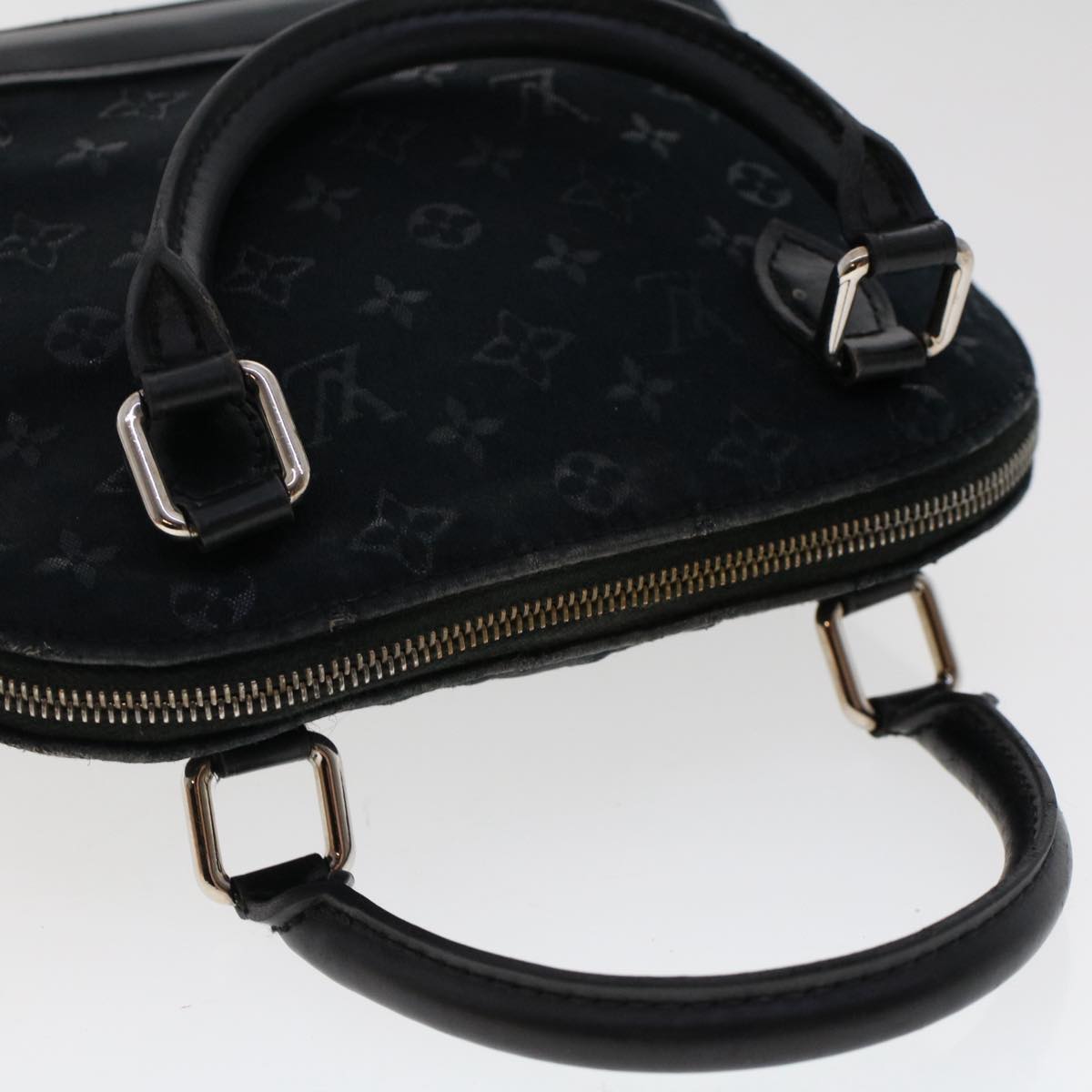 LOUIS VUITTON Monogram Satin Little Alma Hand Bag Black M92146 LV Auth 49560