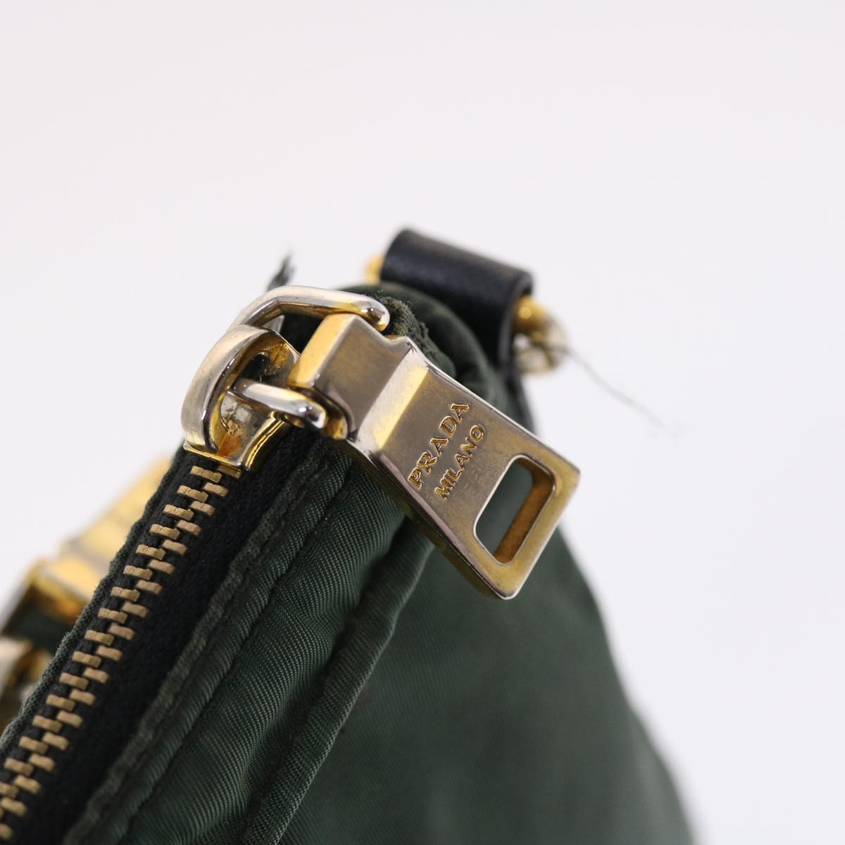 PRADA Shoulder Bag Nylon Green Auth 49588