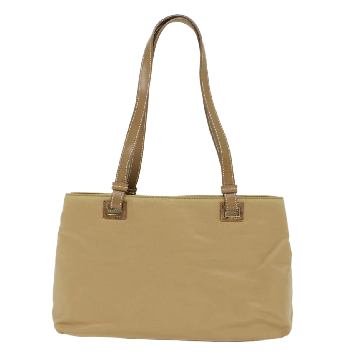 PRADA Hand Bag Nylon Beige Auth 49590 - 0