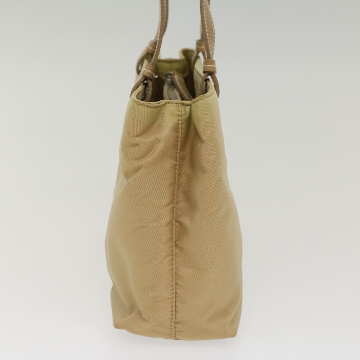 PRADA Hand Bag Nylon Beige Auth 49590