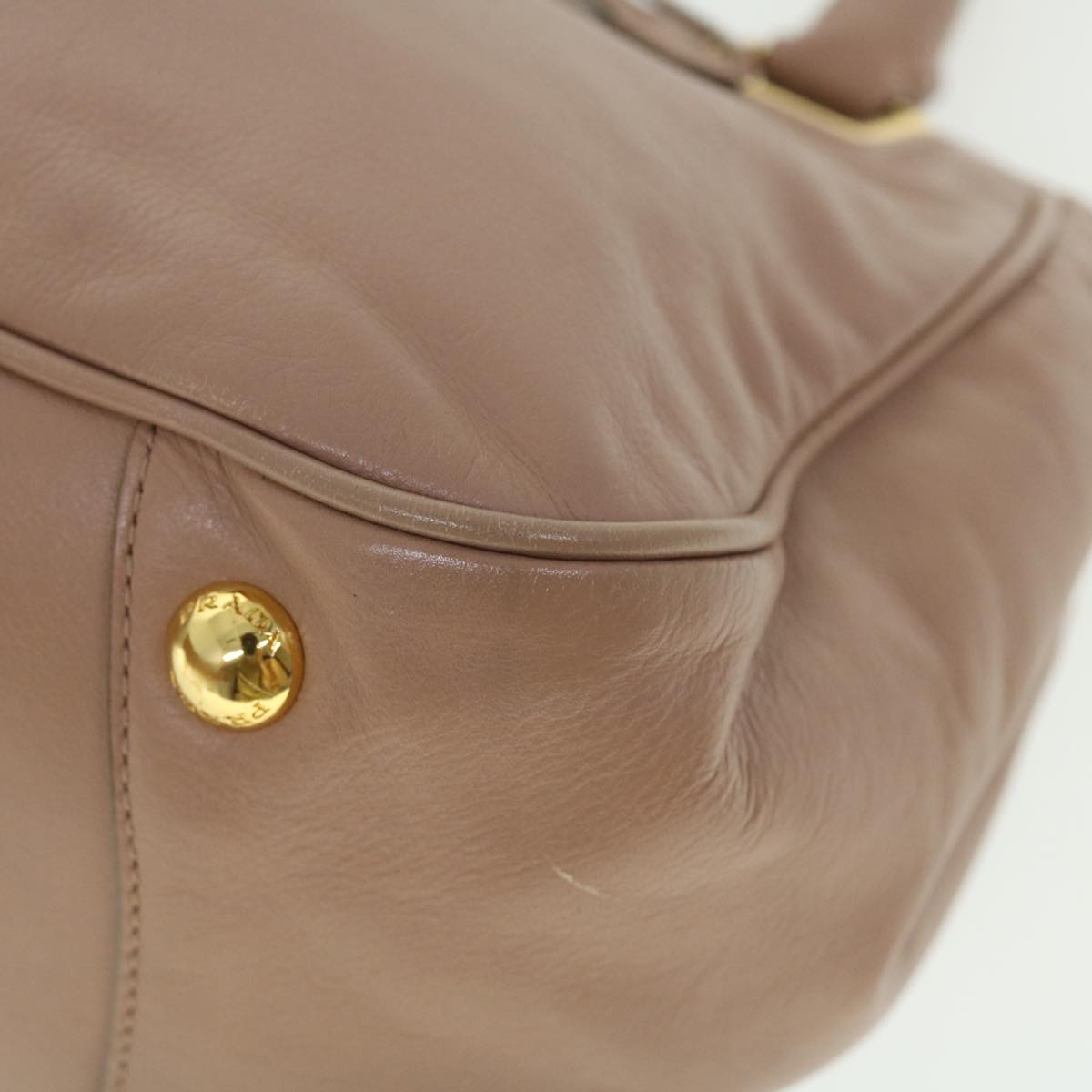 PRADA Hand Bag Leather 2way Beige Auth 49594