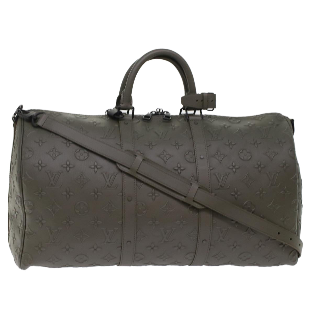 LOUIS VUITTON Monogram Seal Keepall Bandouliere 50 Bag Khaki M57963 Auth 49623A