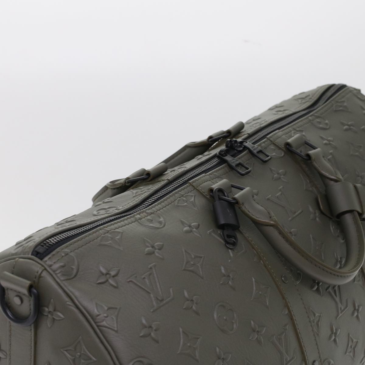 LOUIS VUITTON Monogram Seal Keepall Bandouliere 50 Bag Khaki M57963 Auth 49623A