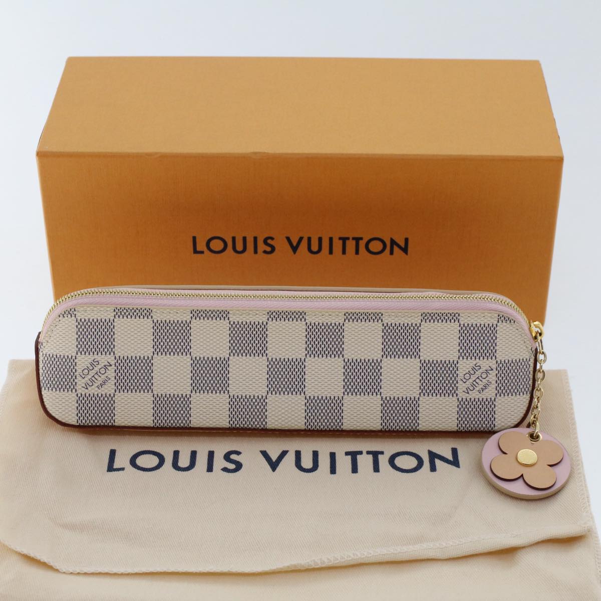 LOUIS VUITTON Damier Azur Trousse Elizabeth Pen Case GI0389 LV Auth 49658A