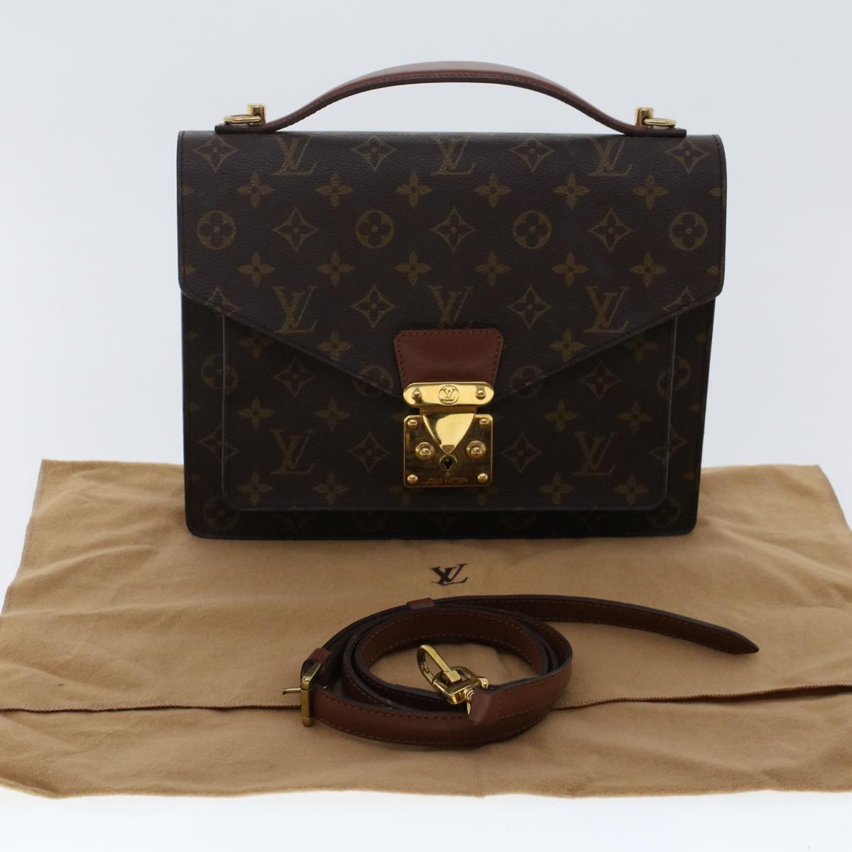 LOUIS VUITTON Monogram Monceau Hand Bag 2way M51185 LV Auth 49713