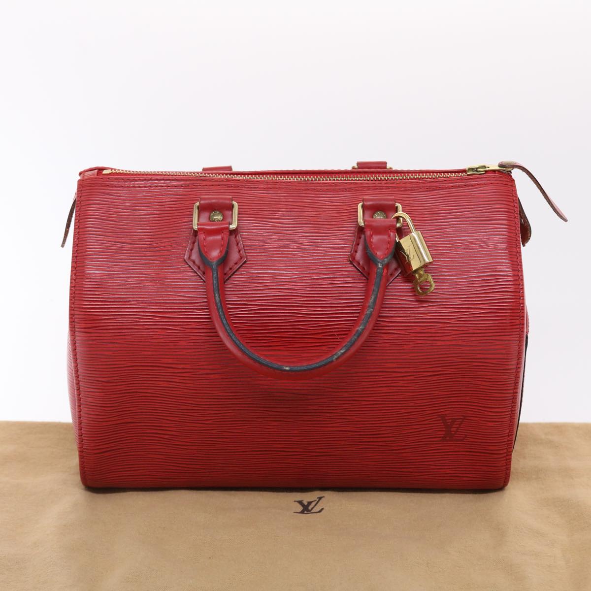 LOUIS VUITTON Epi Speedy 25 Hand Bag Castilian Red M43017 LV Auth 49755