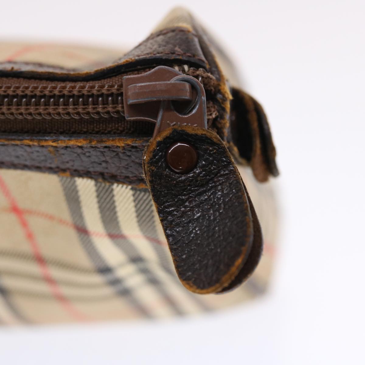 Burberrys Nova Check Clutch Bag Canvas Leather Beige Brown Auth 49771