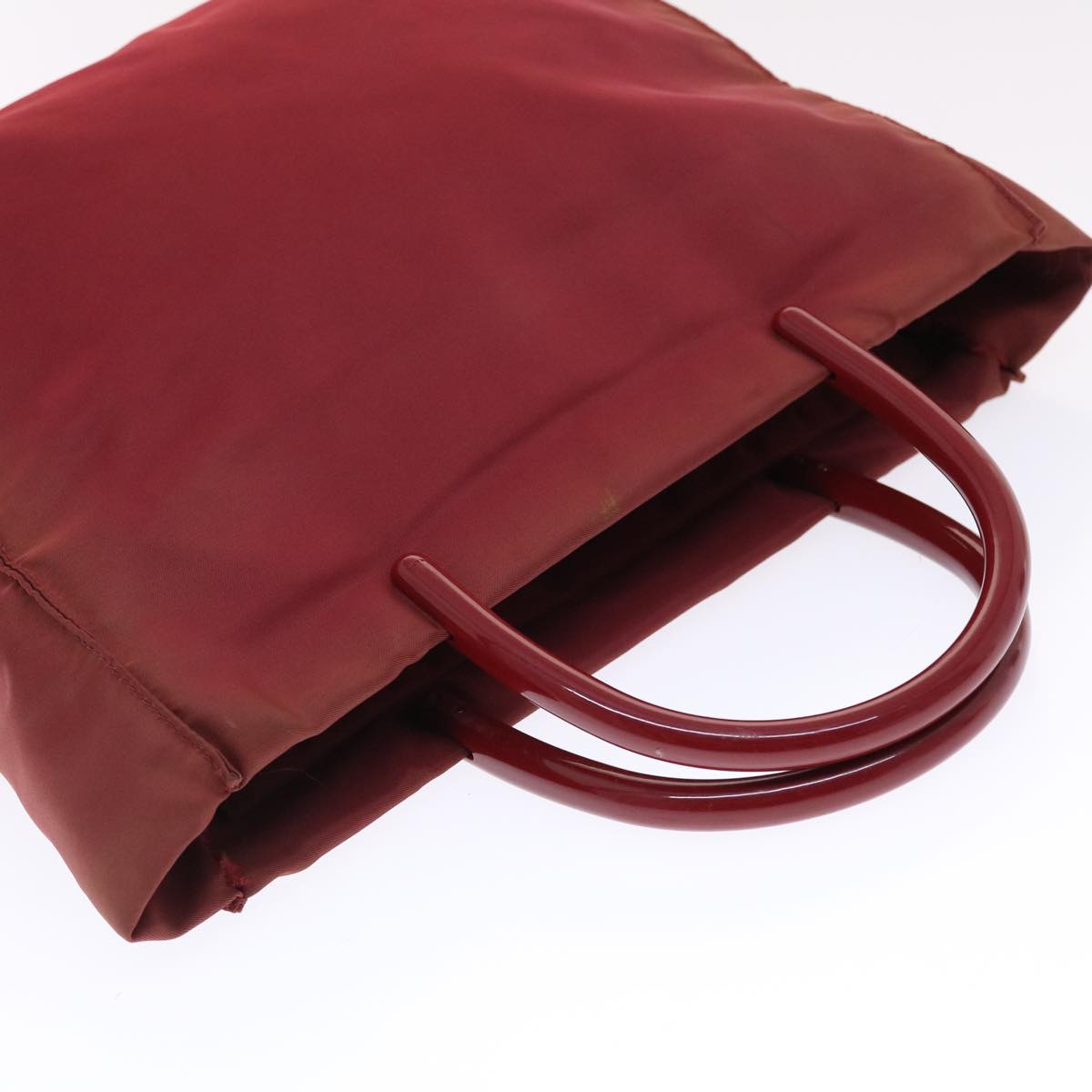 PRADA Hand Bag Nylon Red Auth 49772