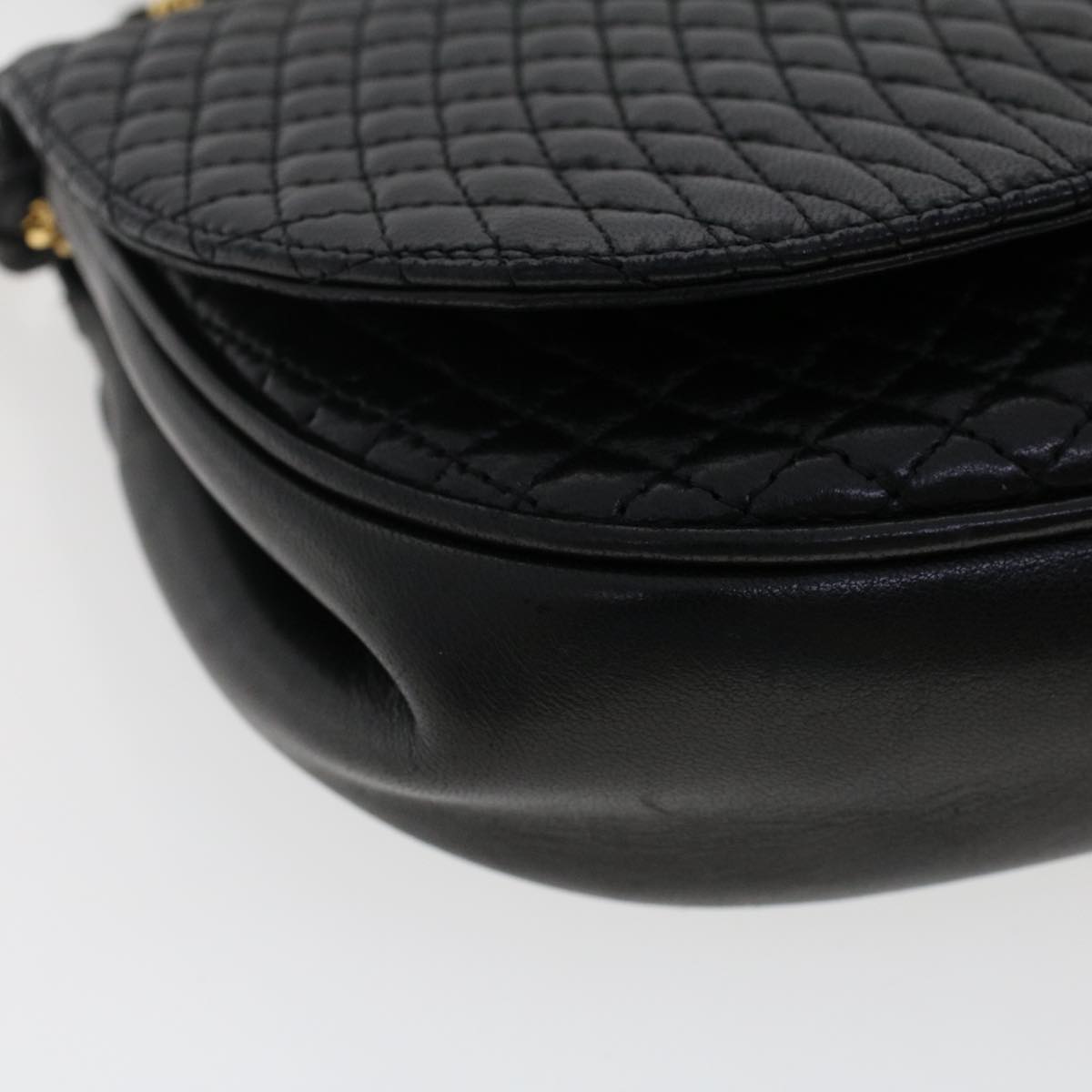 BALLY Quilted Chain Shoulder Bag Leather Black Auth 49777