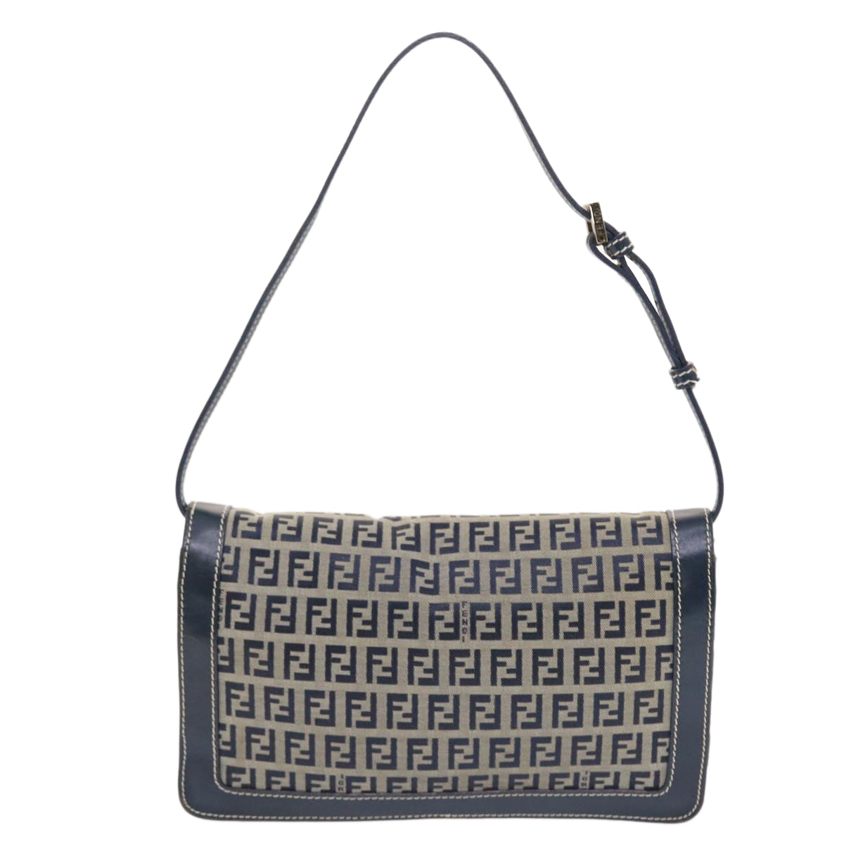 FENDI Zucchino Canvas Mamma Baguette Shoulder Bag Navy Auth 49779 - 0