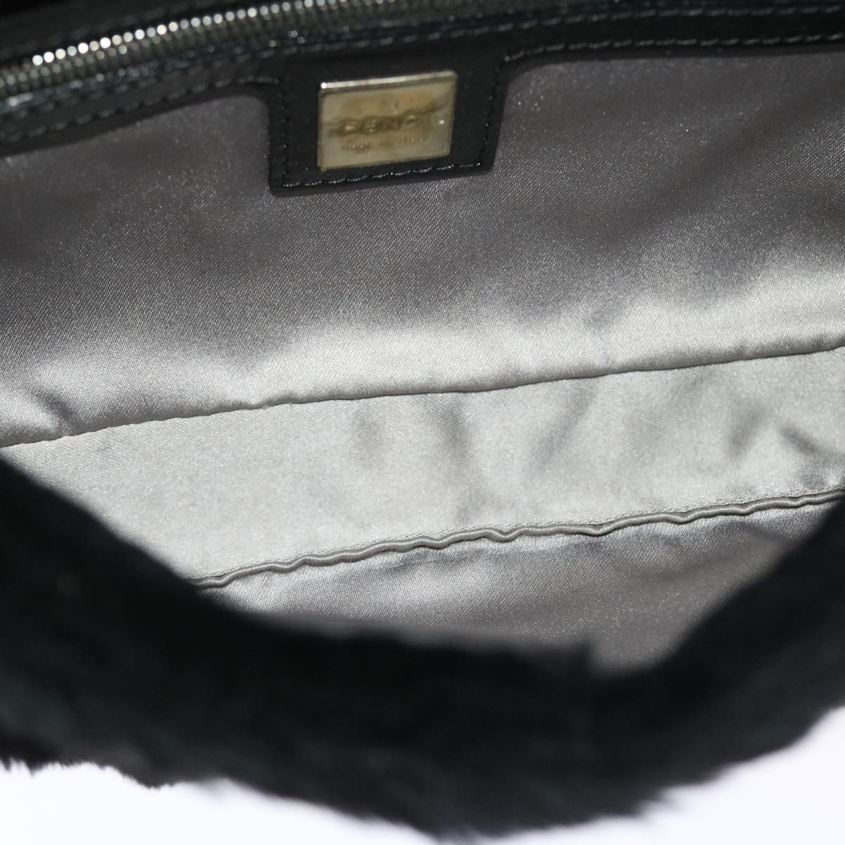 FENDI Mamma Baguette Shoulder Bag Fur Black Auth 49782