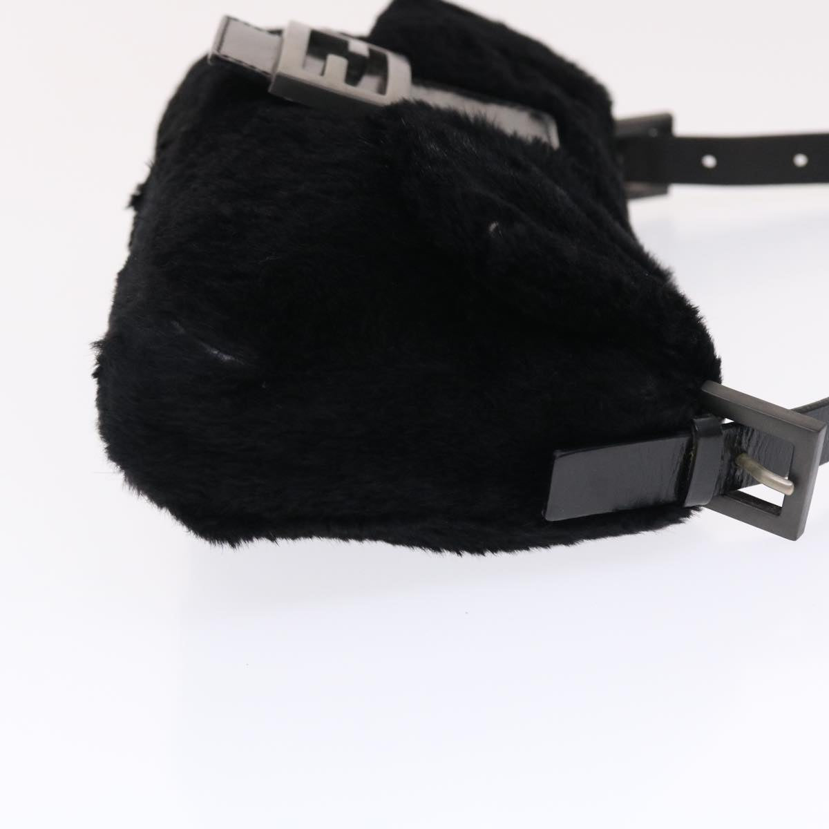 FENDI Mamma Baguette Shoulder Bag Fur Black Auth 49782