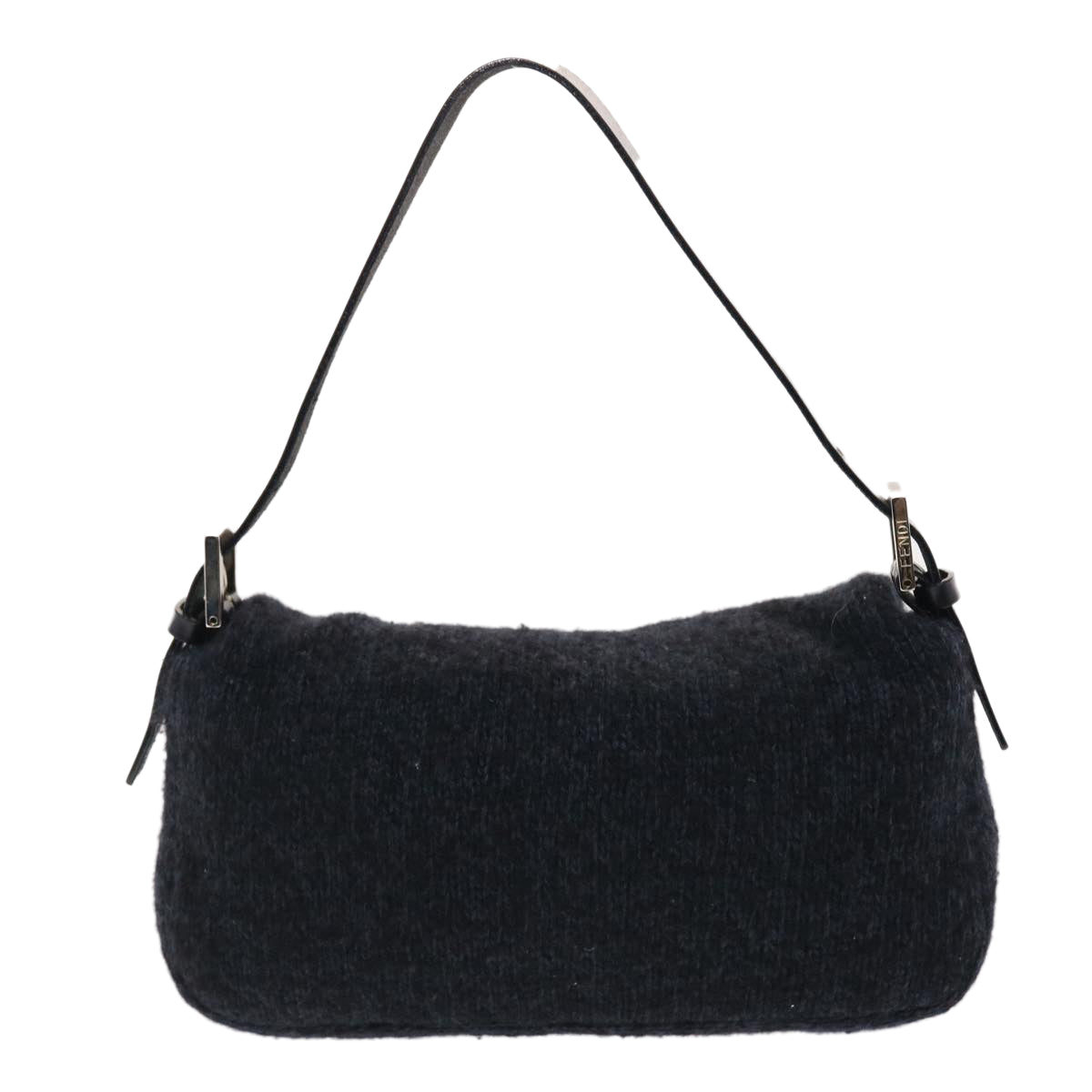 FENDI Mamma Baguette Shoulder Bag Wool Black Auth 49783 - 0