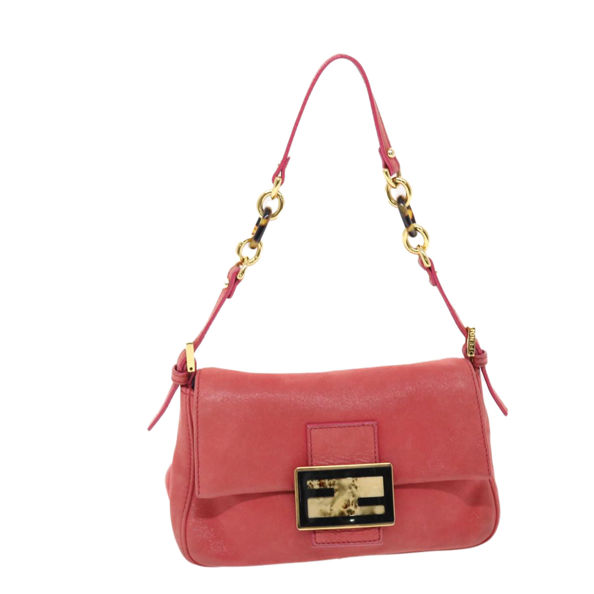 FENDI Mamma Baguette Shoulder Bag Leather Pink Auth 49784