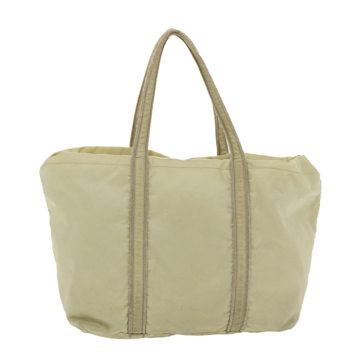 PRADA Tote Bag Nylon Cream Auth 49819 - 0