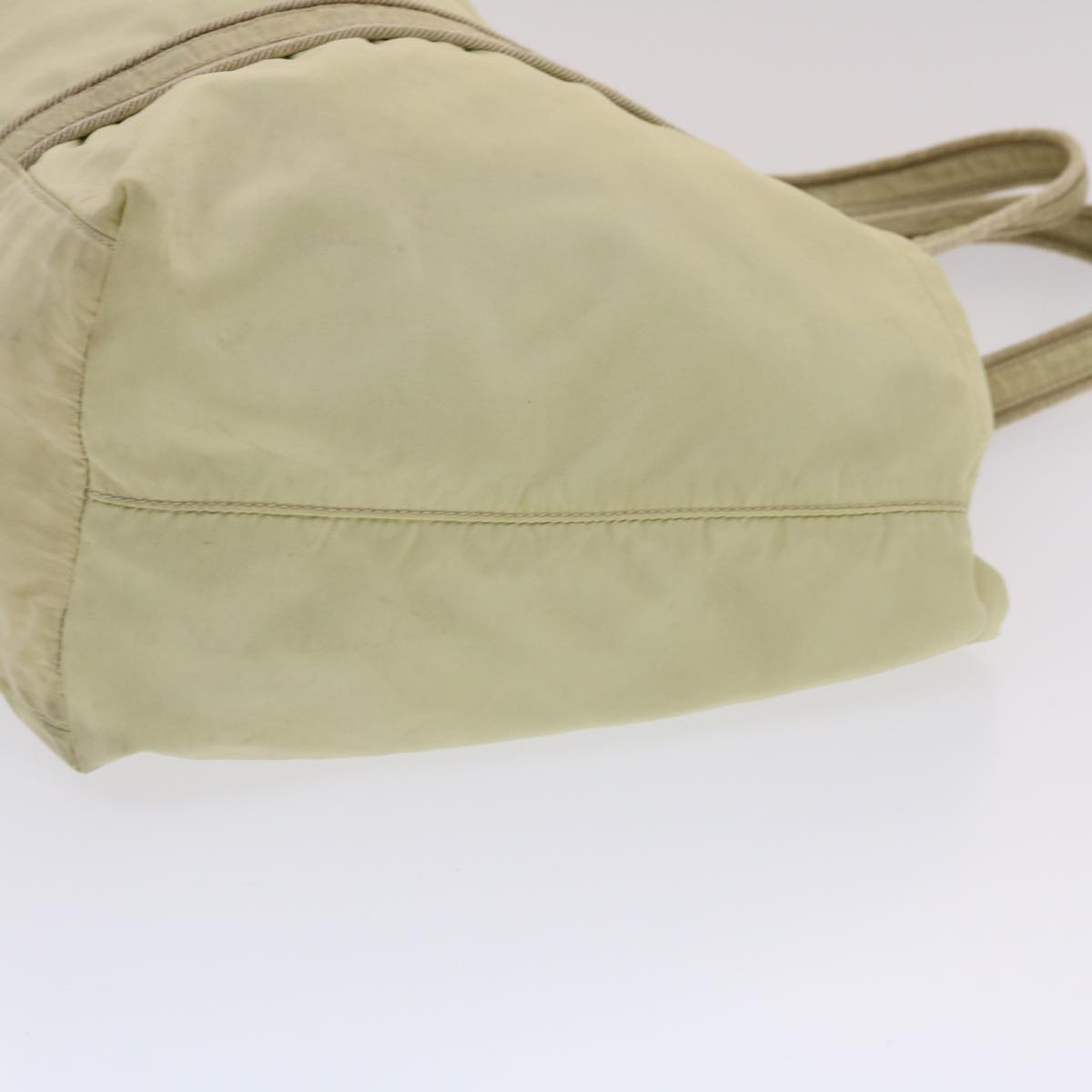 PRADA Tote Bag Nylon Cream Auth 49819