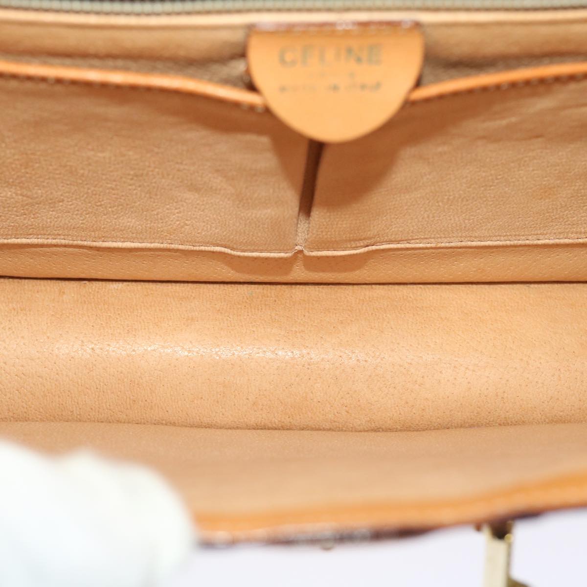 CELINE Macadam Canvas Hand Bag PVC Leather Brown Auth 49820