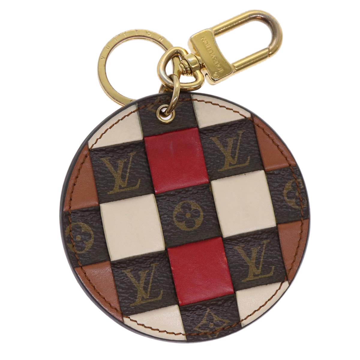 LOUIS VUITTON Monogram Porte Cles Monogram Check Key Holder M68657 LV Auth 49861