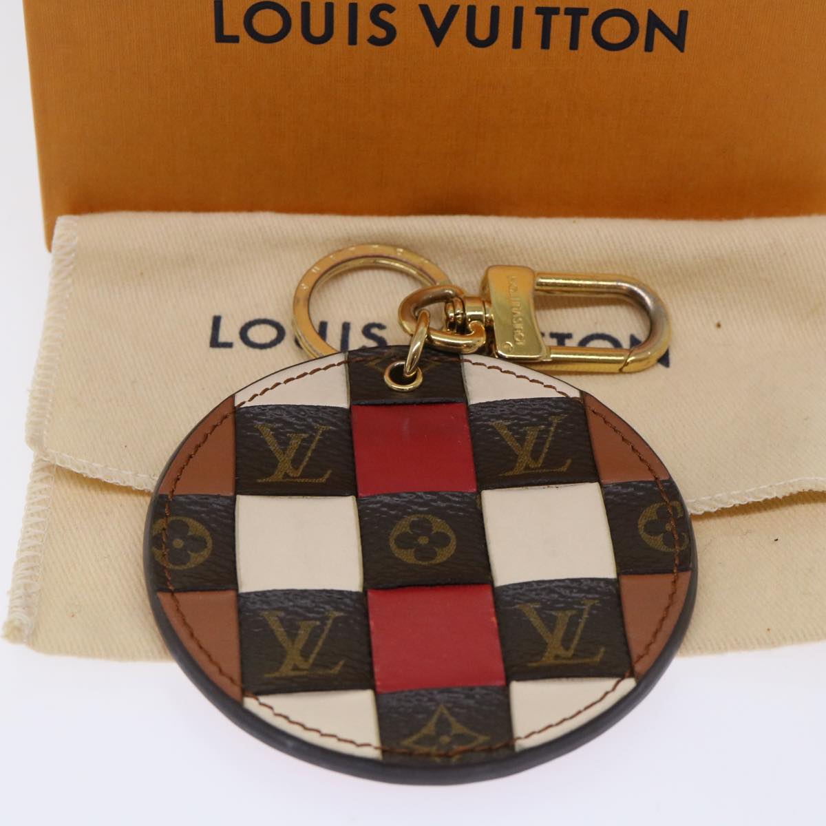 LOUIS VUITTON Monogram Porte Cles Monogram Check Key Holder M68657 LV Auth 49861