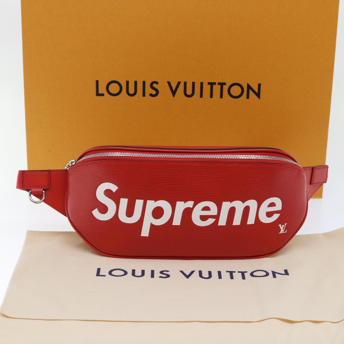 LOUIS VUITTON × Supreme Epi Bum Bag Waist Bag Red M53418 LV Auth 49892A