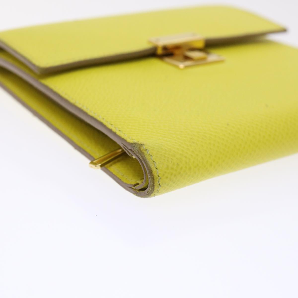 HERMES Click 12 Wallet Leather Yellow Auth 49893