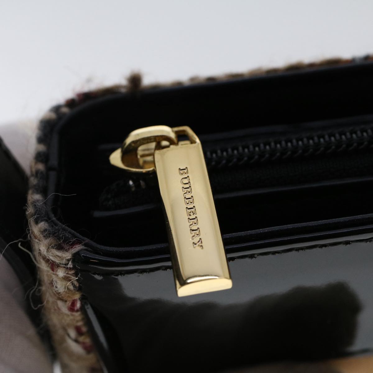 BURBERRY Nova Check Hand Bag Wool Beige Auth 49934