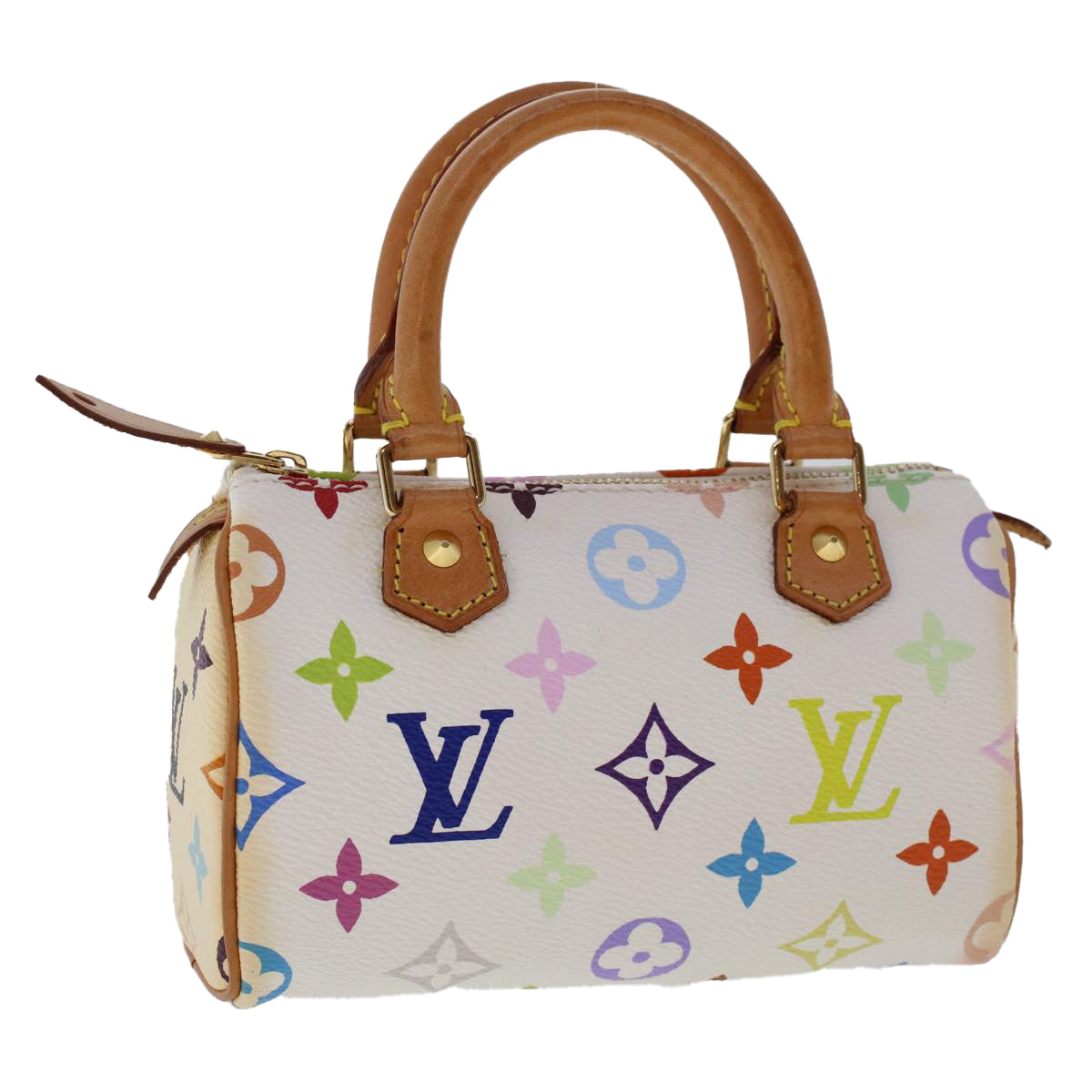 LOUIS VUITTON Monogram Multicolor Mini Speedy Hand Bag White M92645 Auth 49983