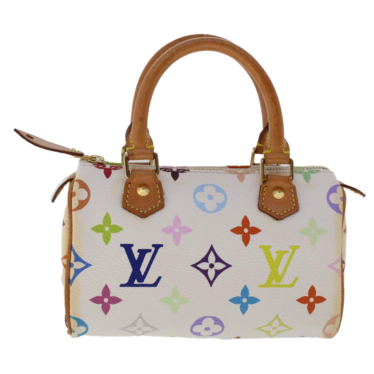 LOUIS VUITTON Monogram Multicolor Mini Speedy Hand Bag White M92645 Auth 49983