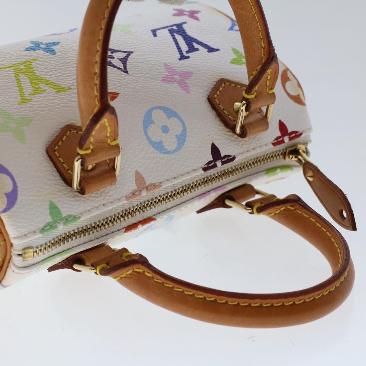 LOUIS VUITTON Monogram Multicolor Mini Speedy Hand Bag White M92645 Auth 49983