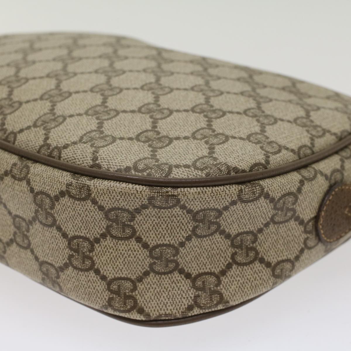 GUCCI GG Canvas Web Sherry Line Clutch Bag Beige Red 89•01•034 Auth 49988