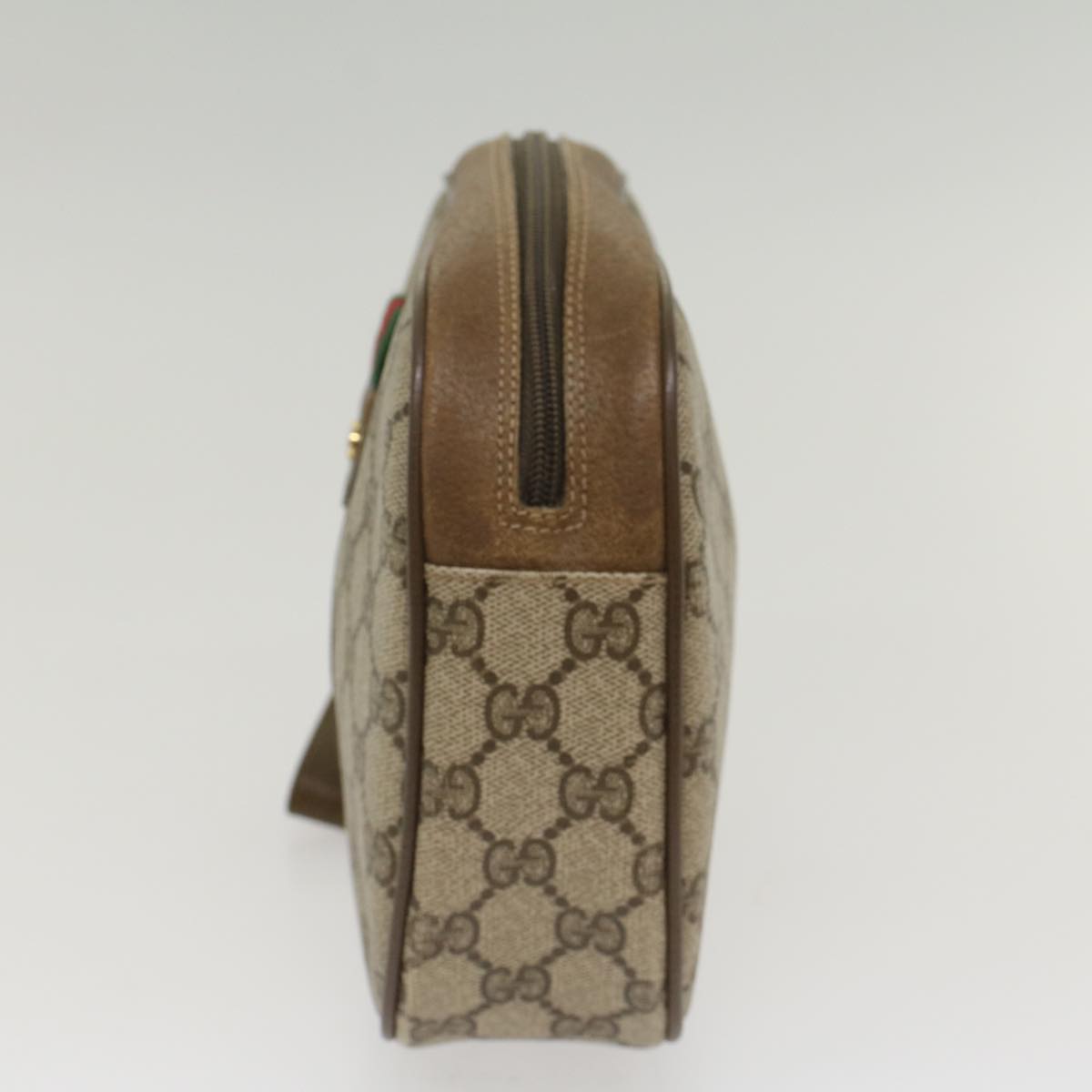 GUCCI GG Canvas Web Sherry Line Clutch Bag Beige Red 89•01•034 Auth 49988